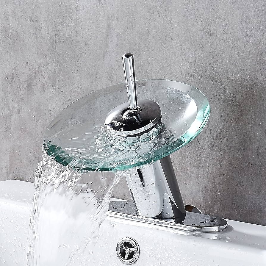 RODDEX Waterfall Bathroom Sink Faucet Unique Brass Modern